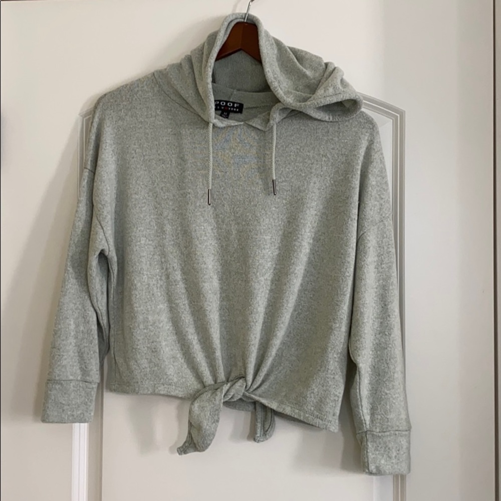 Poof Pale Green Hooded Knot Front Top, Medium